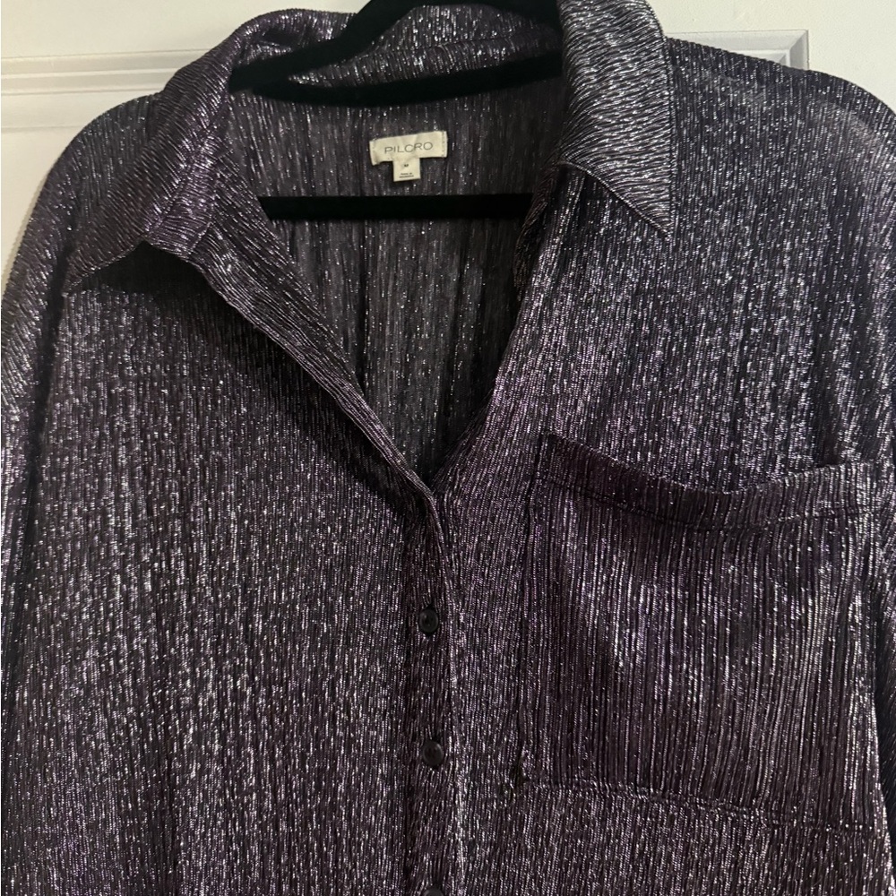Pilcro Anthropologie Metallic purple Women's Top - Picture 6 of 7